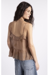 Blusa Crinkle Aira Bow Strappy Marrom