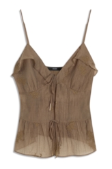 Blusa Crinkle Aira Bow Strappy Marrom