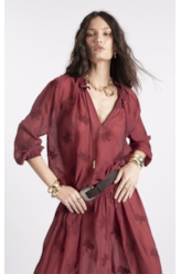 Blusa Crinkle Aira Ruffle Vinho