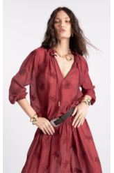 Blusa Crinkle Aira Ruffle Vinho