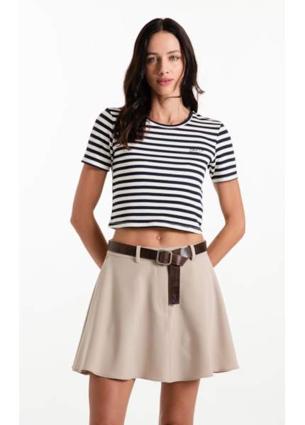Blusa Cropped Ellus Co Striped Dark Navy