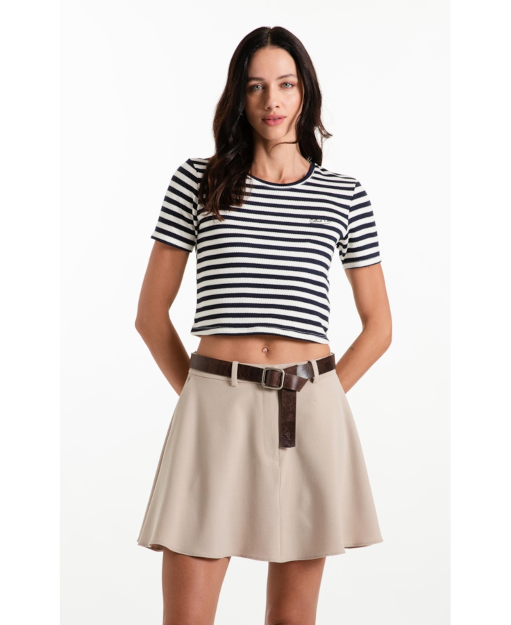 Blusa Cropped Ellus Co Striped Dark Navy