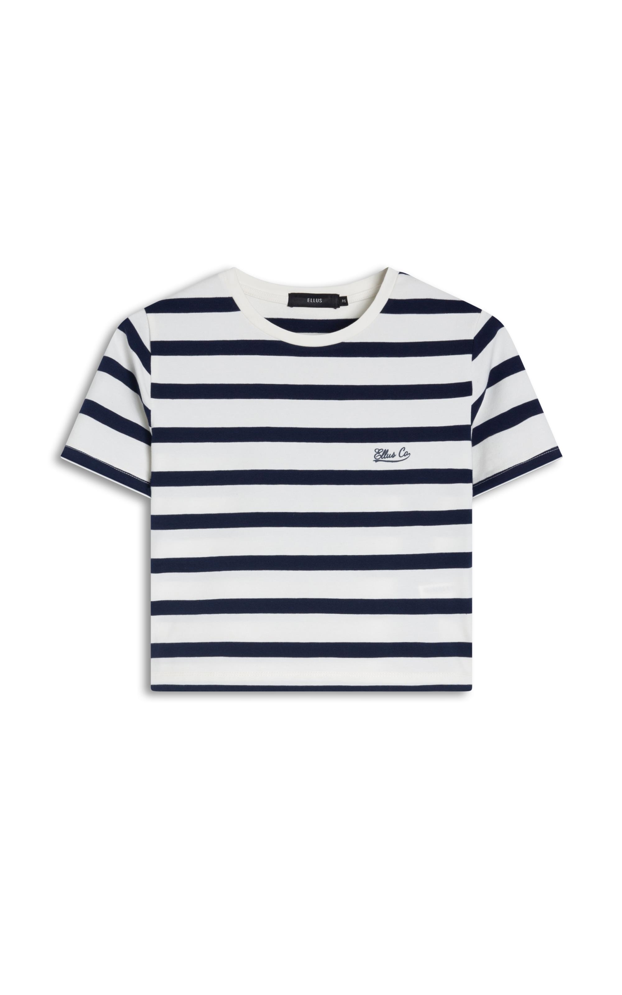 Blusa Cropped Ellus Co Striped Dark Navy