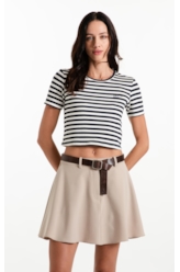 Blusa Cropped Ellus Co Striped Dark Navy