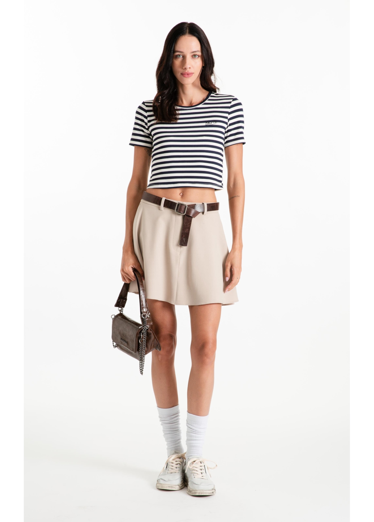 Blusa Cropped Ellus Co Striped Dark Navy