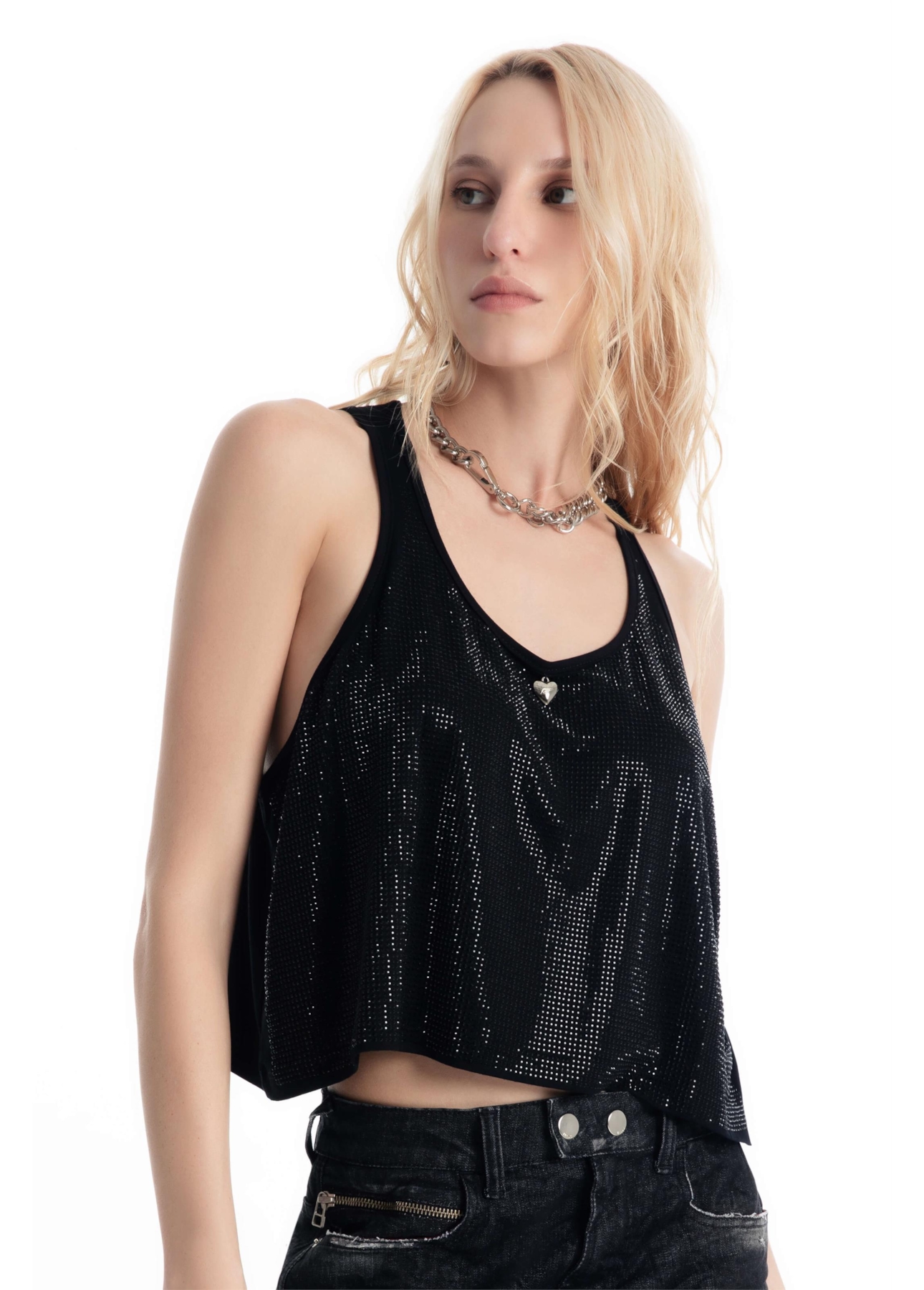 Blusa Cropped Hotfix Preto