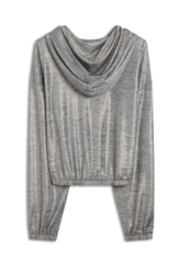 Blusa Cropped Jersey Foil Cinza Mescla