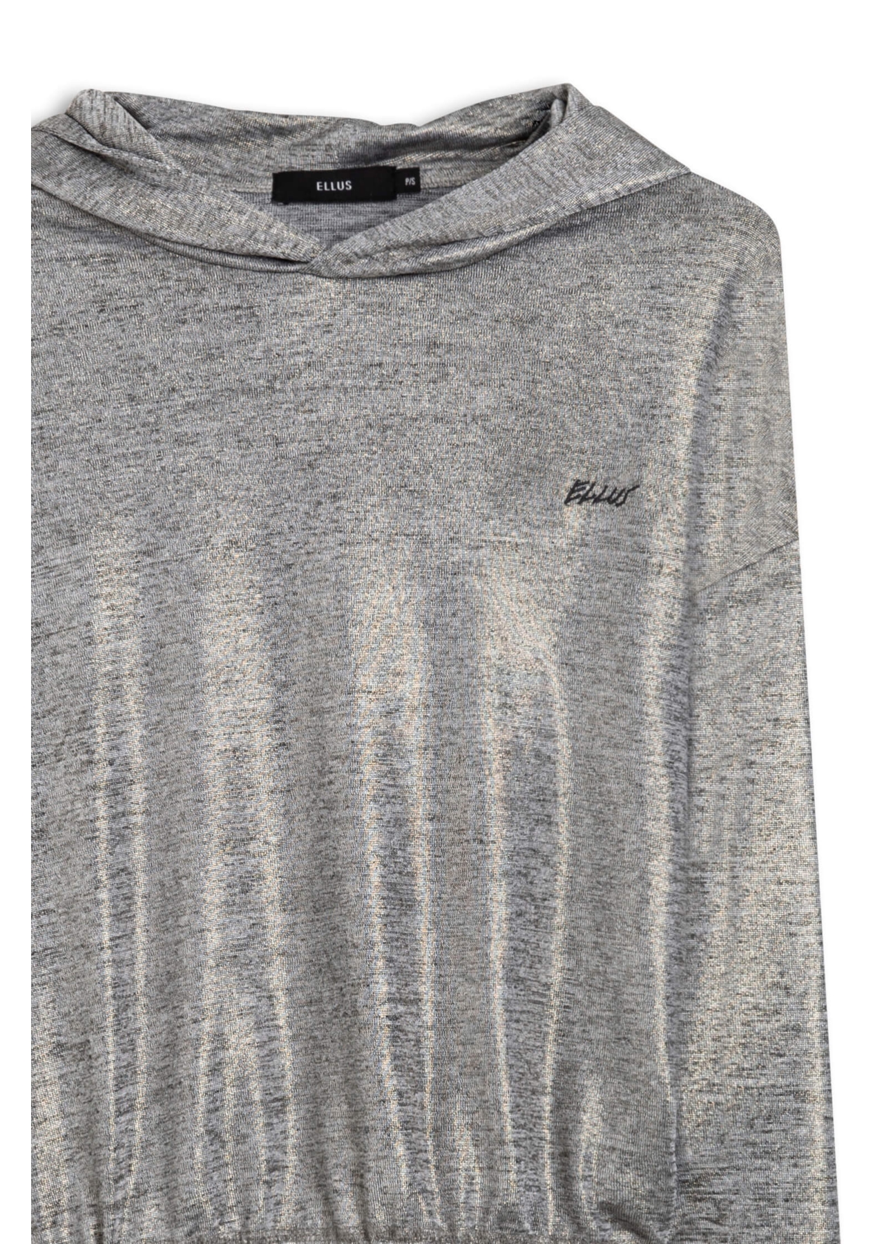 Blusa Cropped Jersey Foil Cinza Mescla