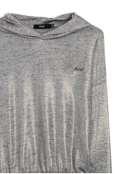 Blusa Cropped Jersey Foil Cinza Mescla