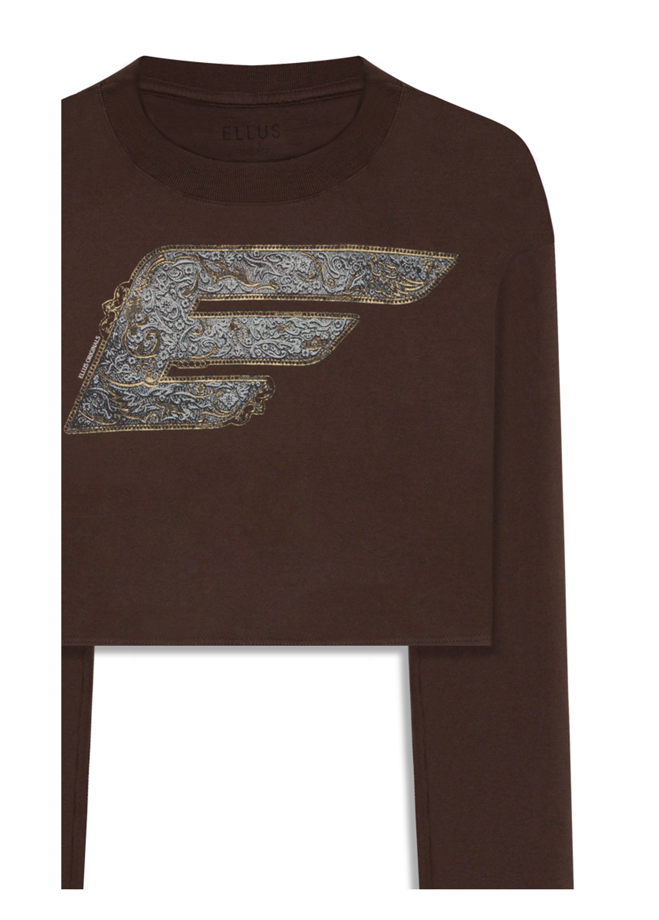 Blusa  Cropped Western Buckle Dark Brown