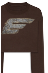 Blusa  Cropped Western Buckle Dark Brown