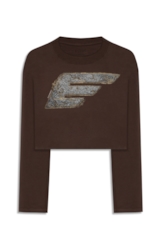 Blusa  Cropped Western Buckle Dark Brown