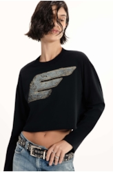 Blusa  Cropped Western Buckle Preto