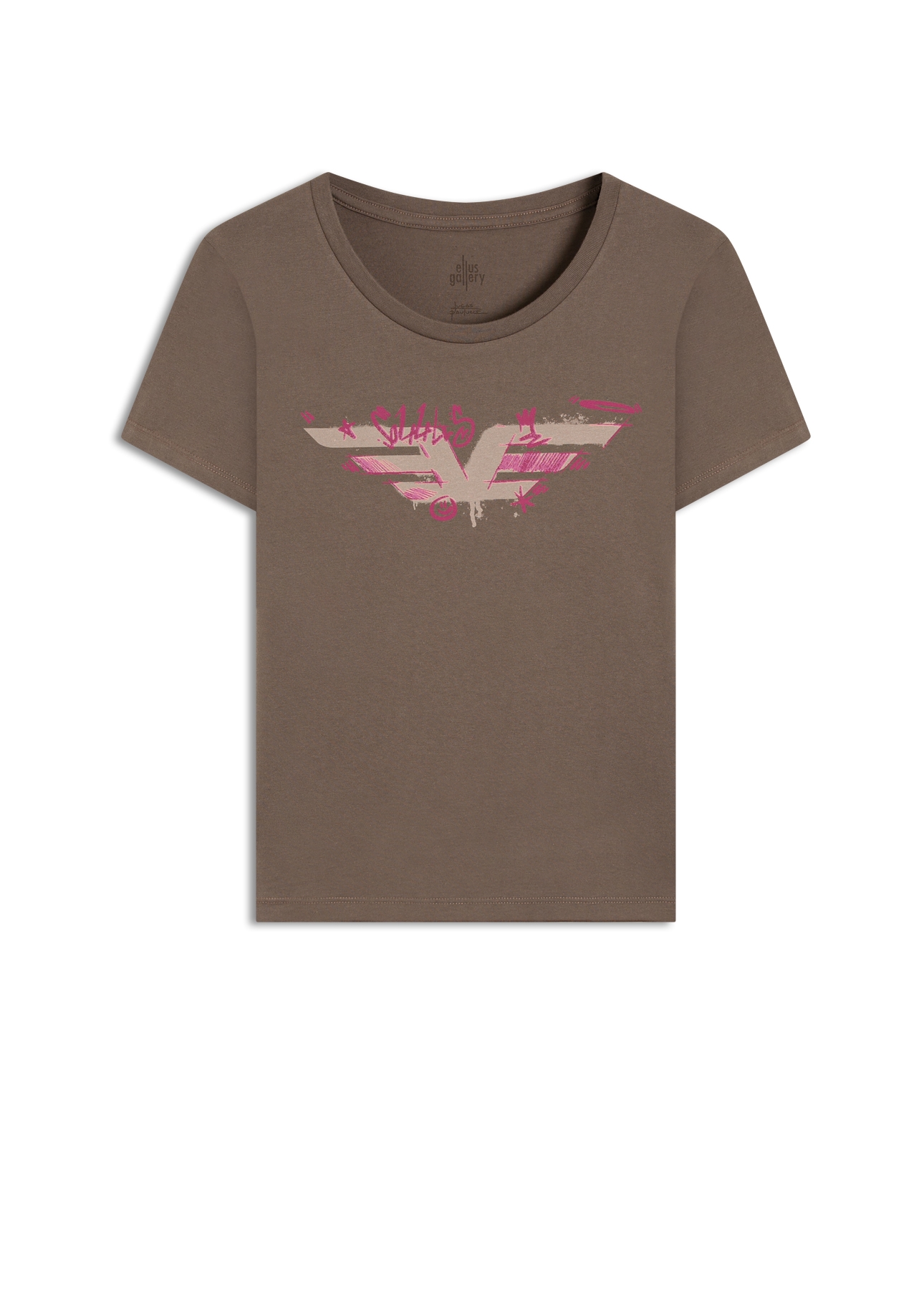 Blusa Easa Graffiti Ellus Dark Brown