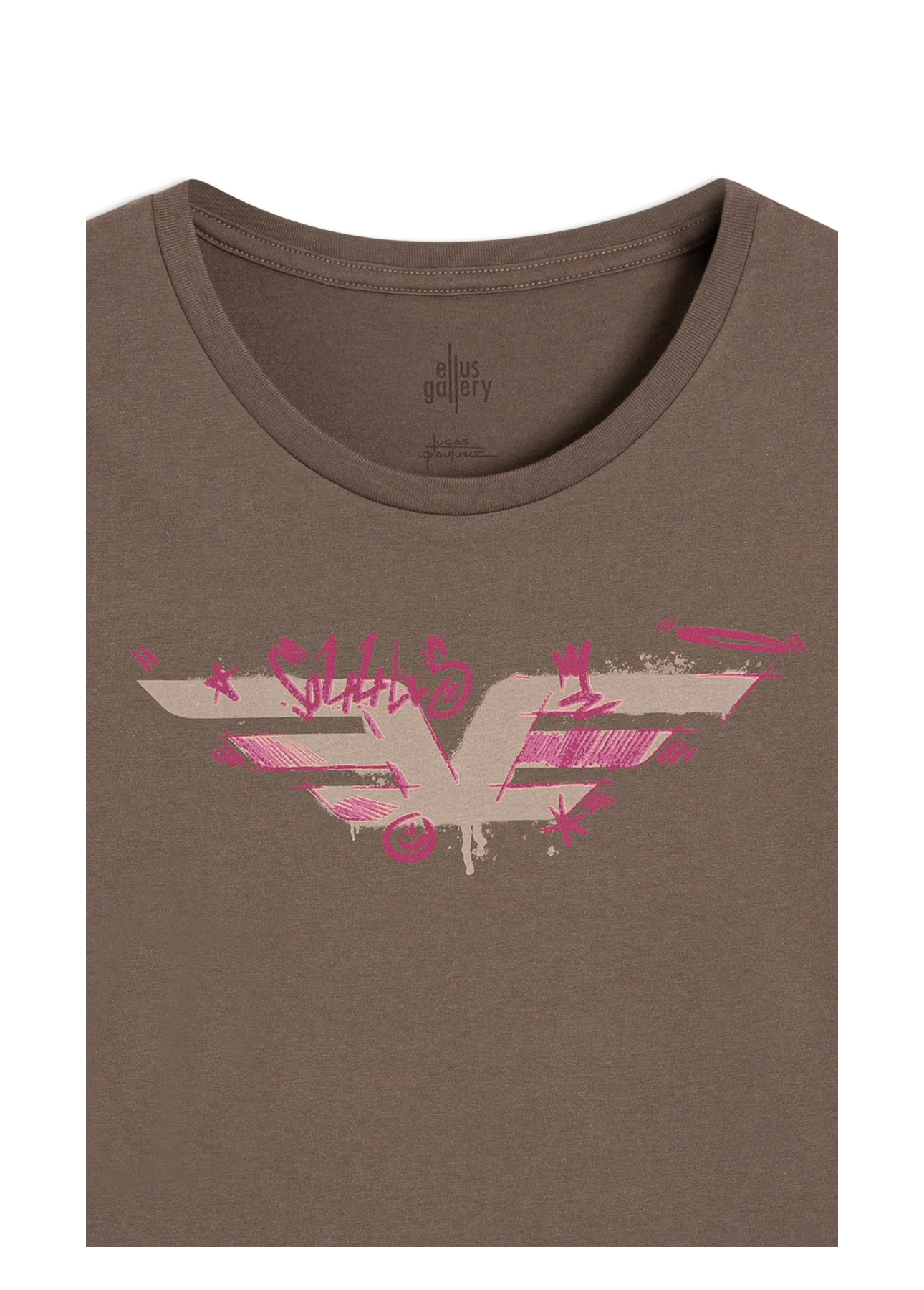 Blusa Easa Graffiti Ellus Dark Brown