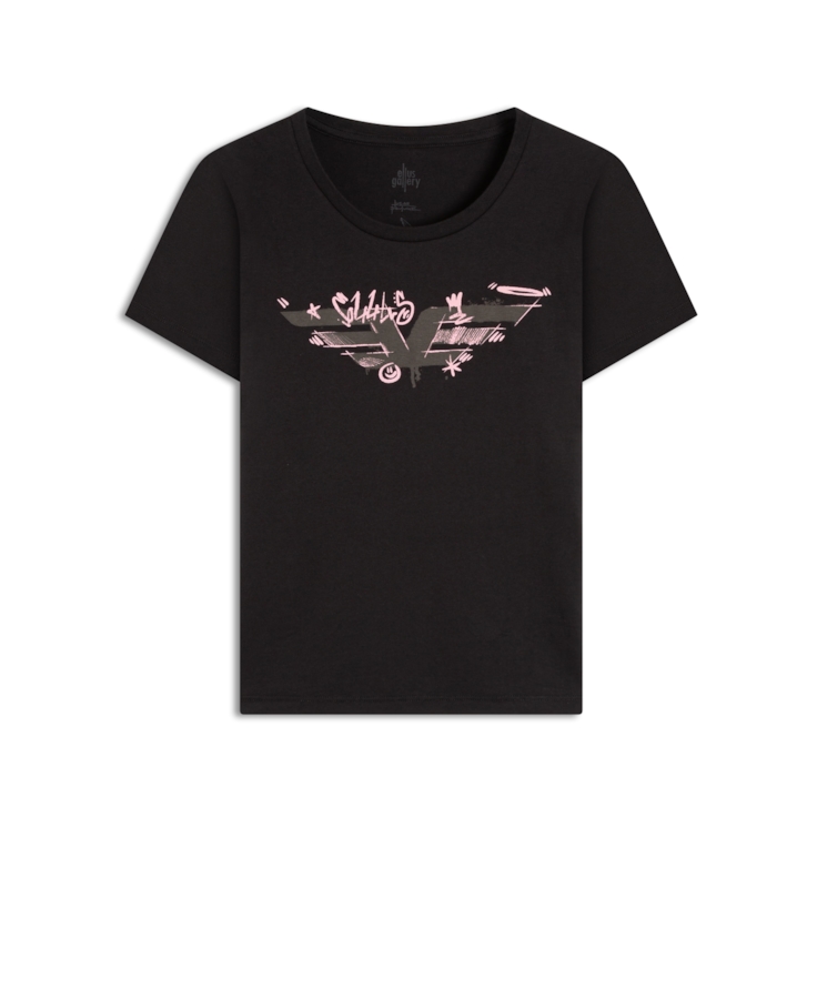 Blusa Easa Graffiti Ellus Preto