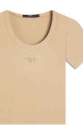 Blusa Ellus Baby Look Canelada Hotfix Nude