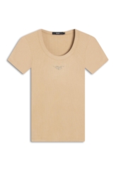 Blusa Ellus Baby Look Canelada Hotfix Nude