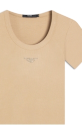 Blusa Ellus Baby Look Canelada Hotfix Nude
