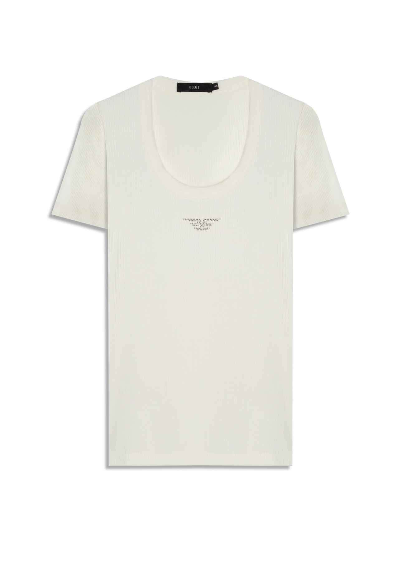 Blusa Ellus Baby Look Canelada Hotfix Off White