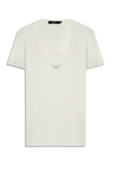 Blusa Ellus Baby Look Canelada Hotfix Off White