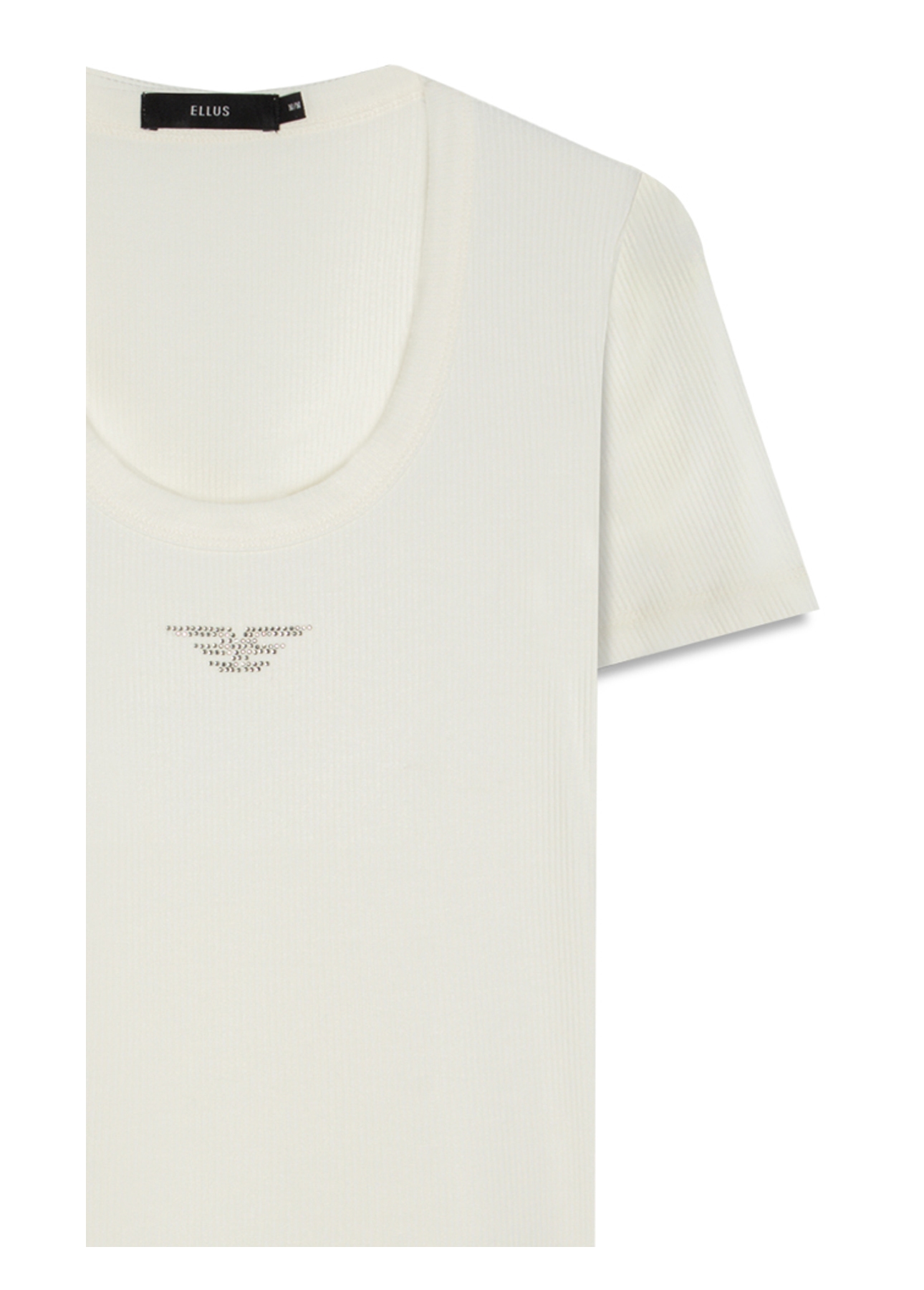 Blusa Ellus Baby Look Canelada Hotfix Off White