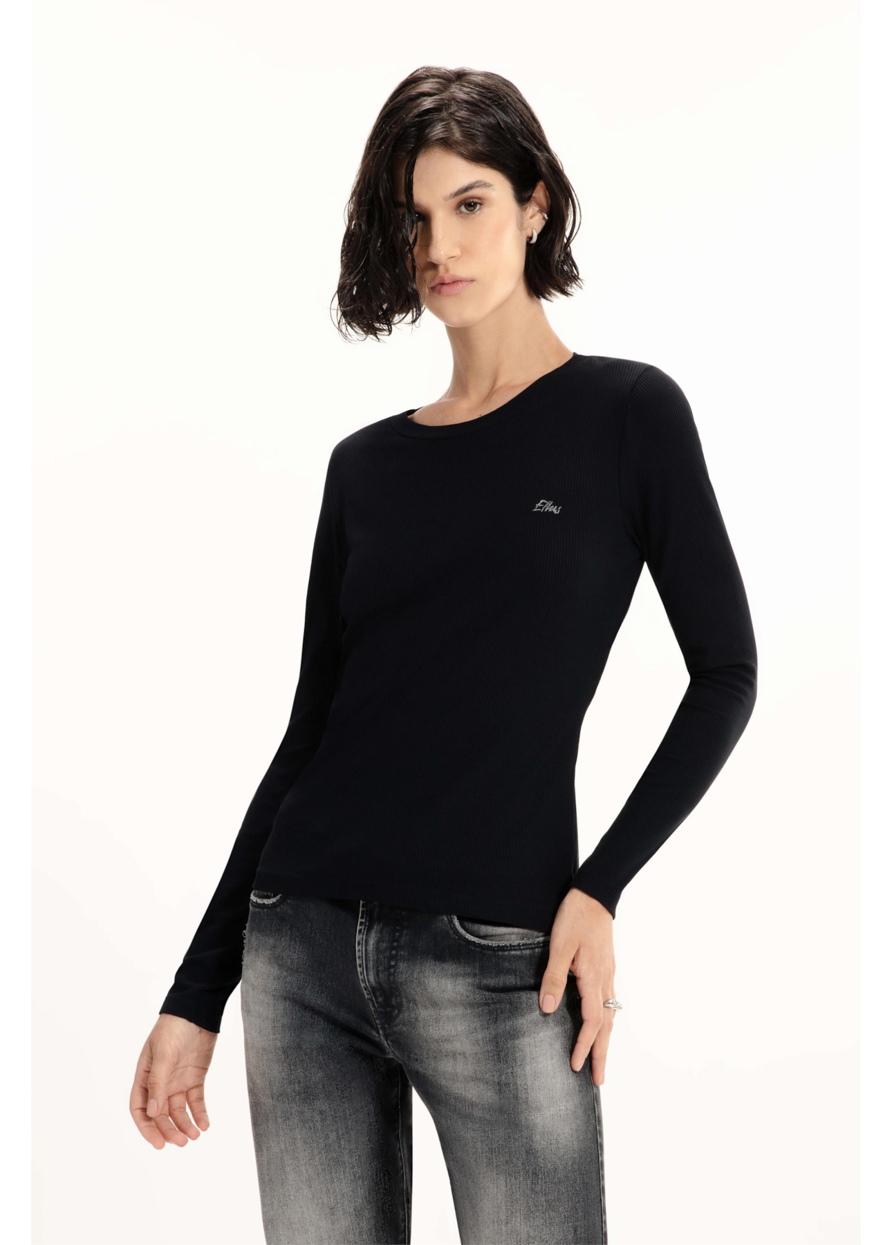 Blusa Ellus Basic Rib Dec Preto