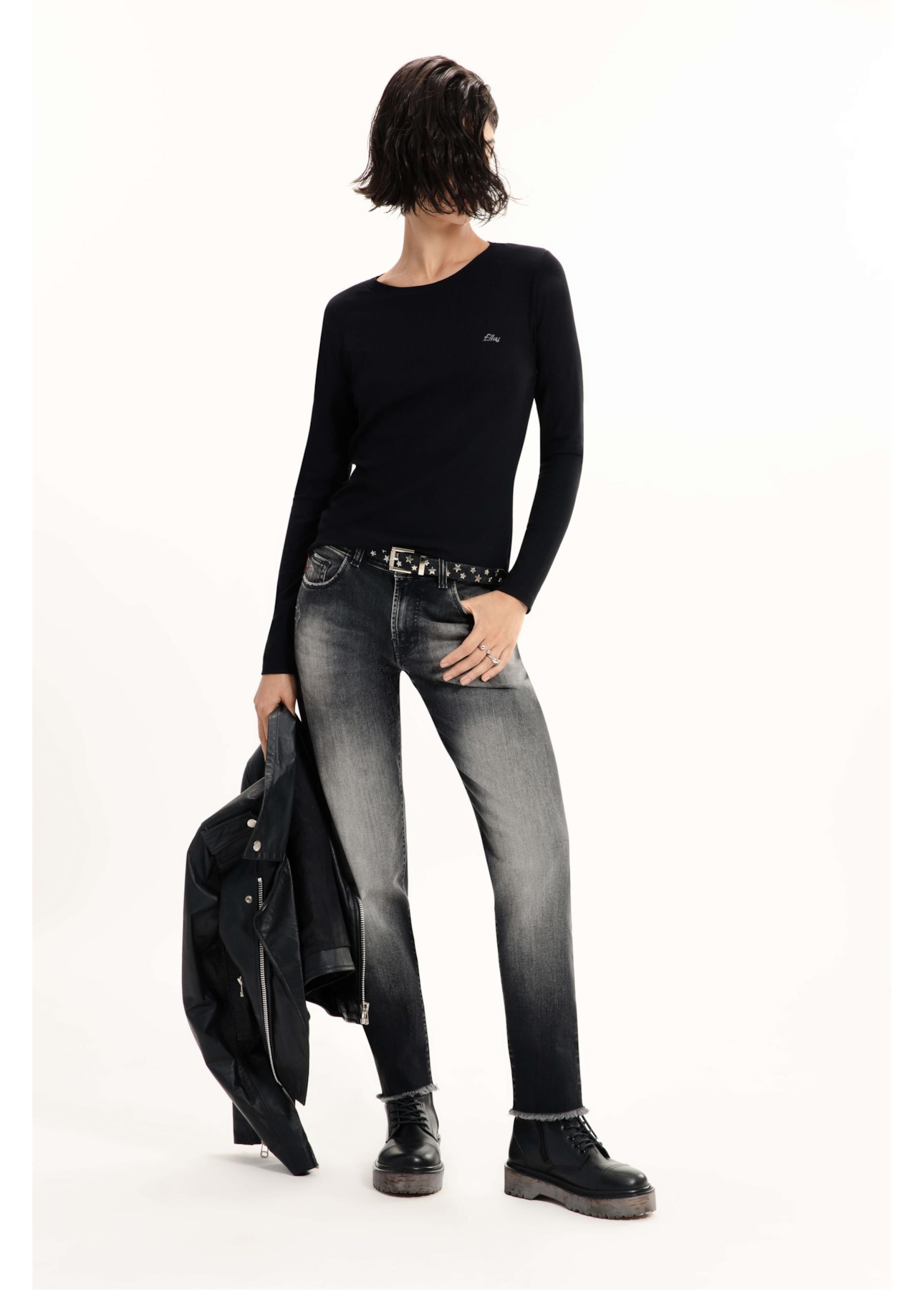 Blusa Ellus Basic Rib Dec Preto