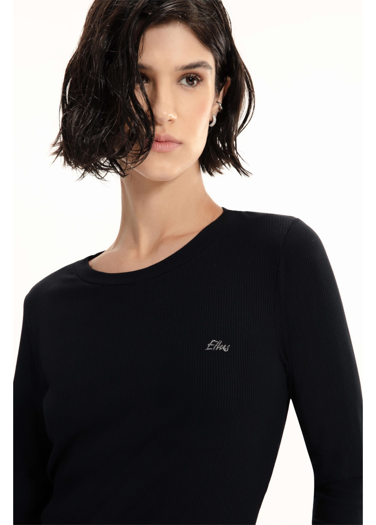 Blusa Ellus Basic Rib Dec Preto