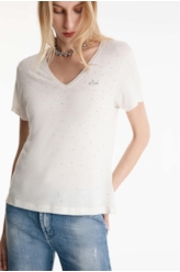 Blusa Ellus Classic Slim Strass  Off White