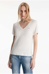 Blusa Ellus Classic Slim Strass  Off White