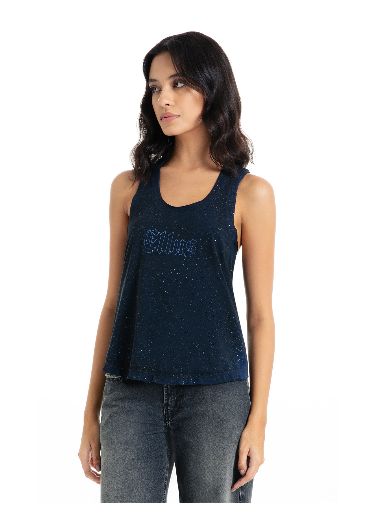 Blusa Ellus Cotton Devore Sleeveless Azul Carbono