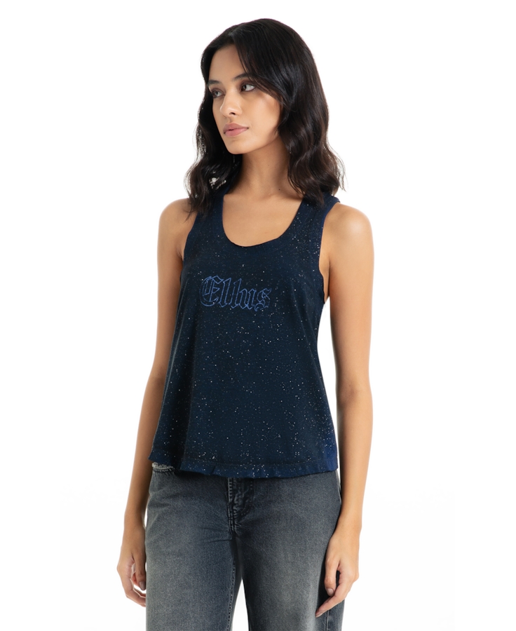 Blusa Ellus Cotton Devore Sleeveless Azul Carbono