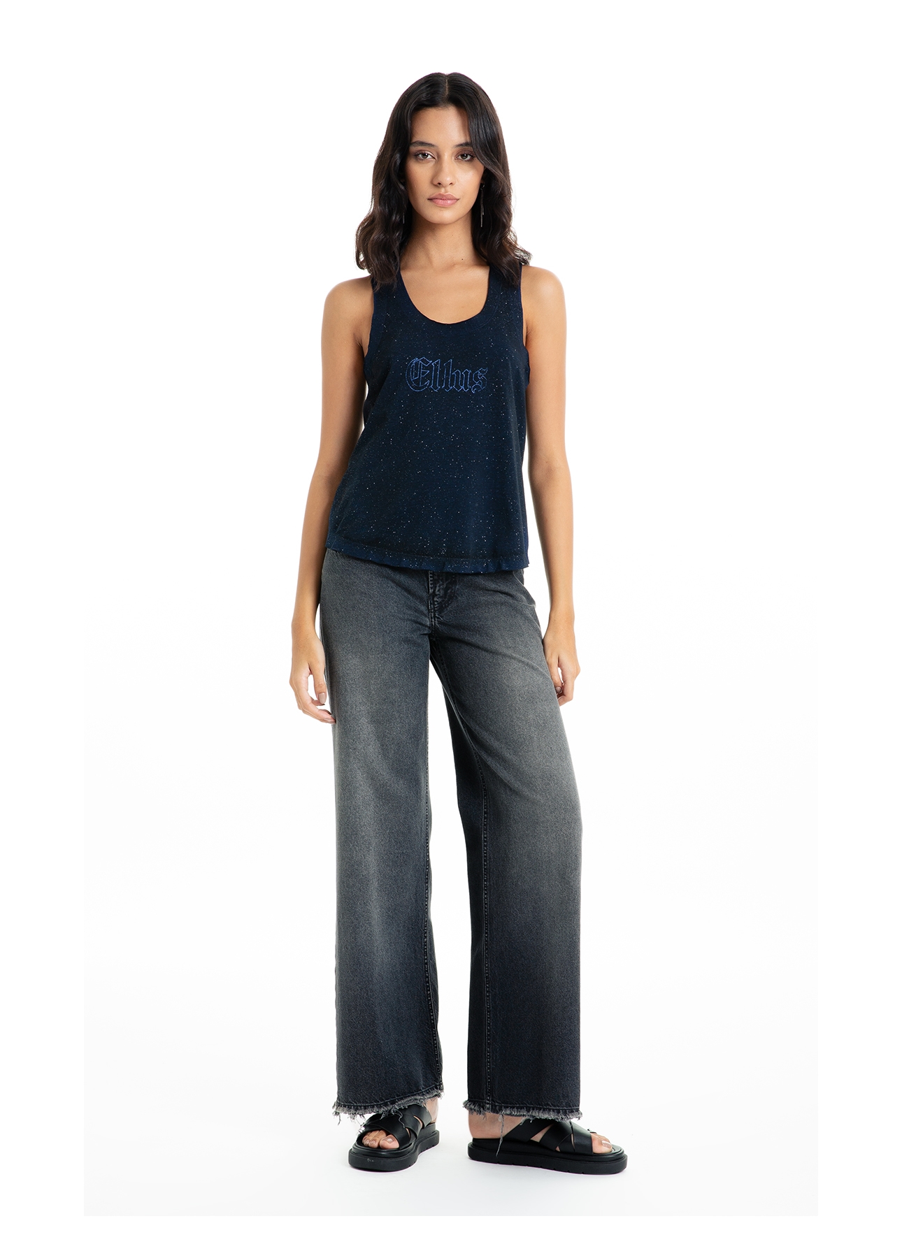 Blusa Ellus Cotton Devore Sleeveless Azul Carbono