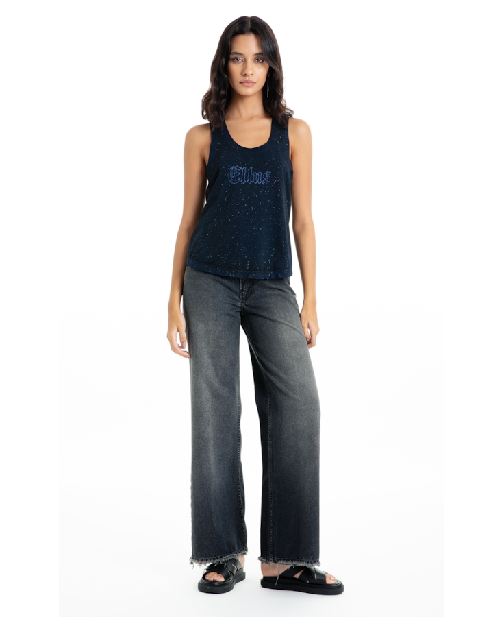 Blusa Ellus Cotton Devore Sleeveless Azul Carbono