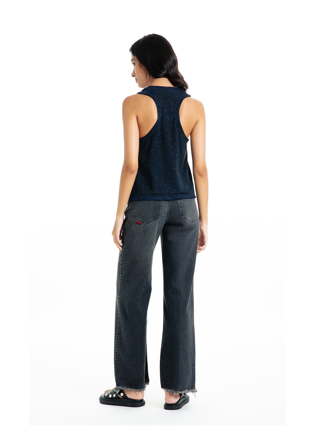 Blusa Ellus Cotton Devore Sleeveless Azul Carbono