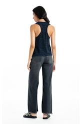 Blusa Ellus Cotton Devore Sleeveless Azul Carbono