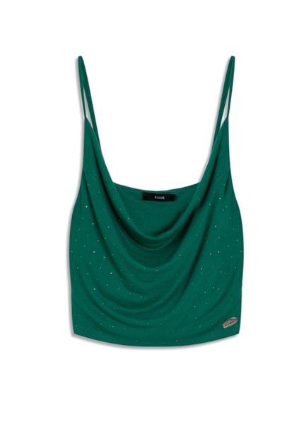 Blusa Ellus Crepe Desire Hotfix Top Verde Bandeira