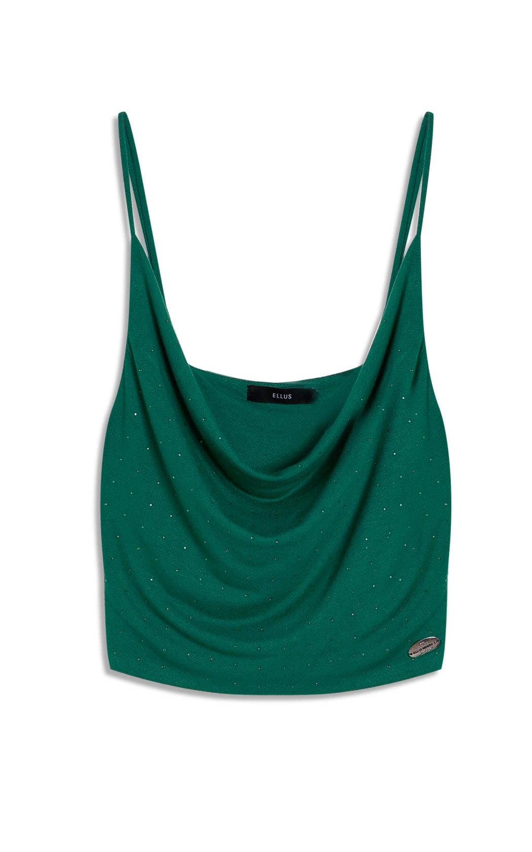 Blusa Ellus Crepe Desire Hotfix Top Verde Bandeira