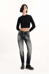 Blusa Ellus Cropped Lurex Preto