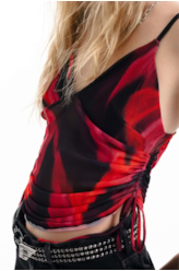 Blusa Ellus Flames Draped Sleeveless Vermelho