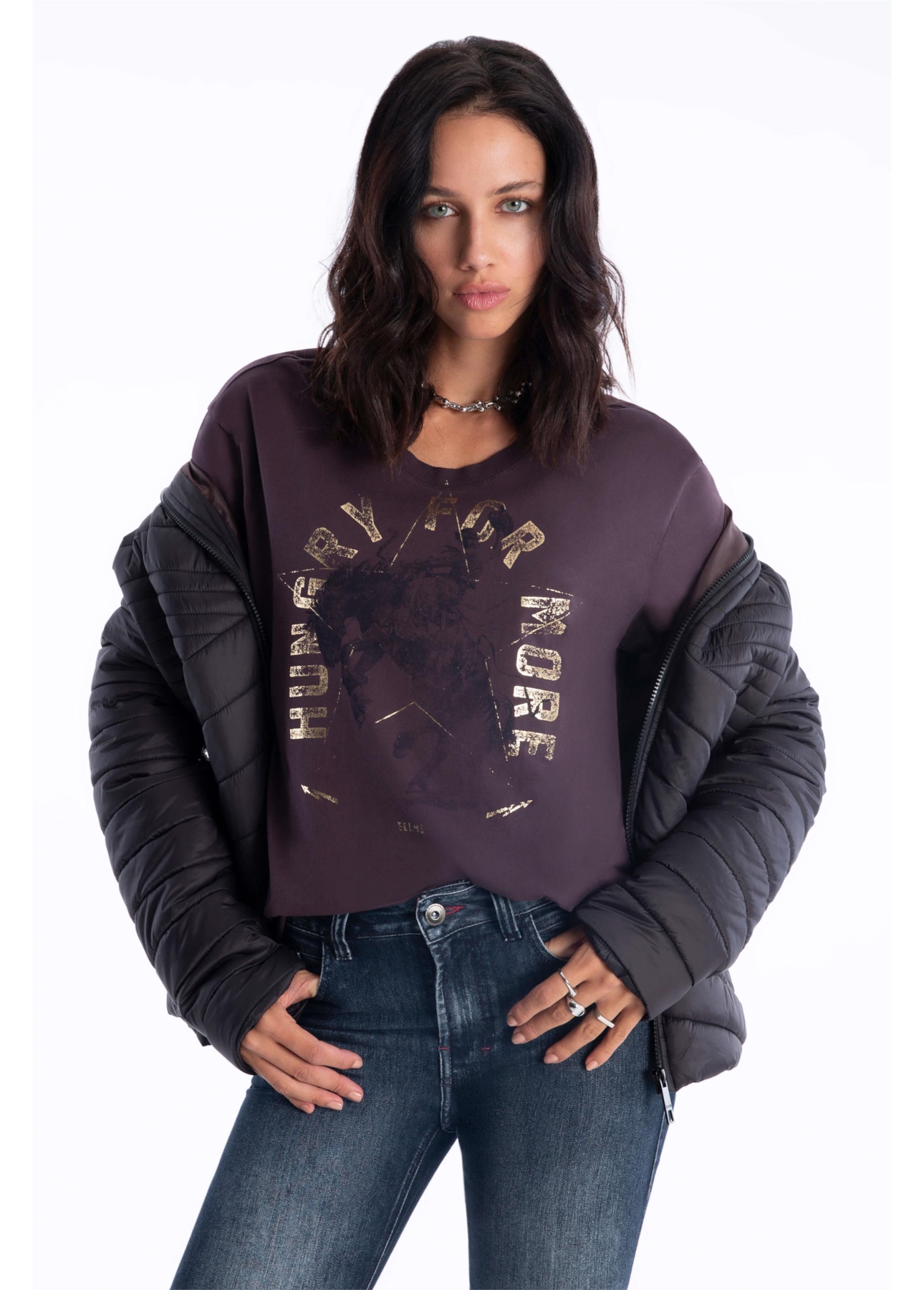 Blusa Ellus Hungry For More Dark Wine