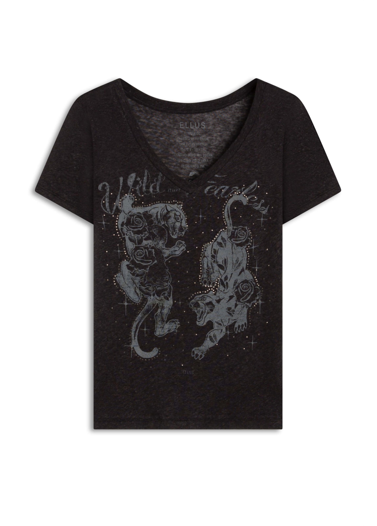 Blusa Ellus Linen Wild And Fearless Preto
