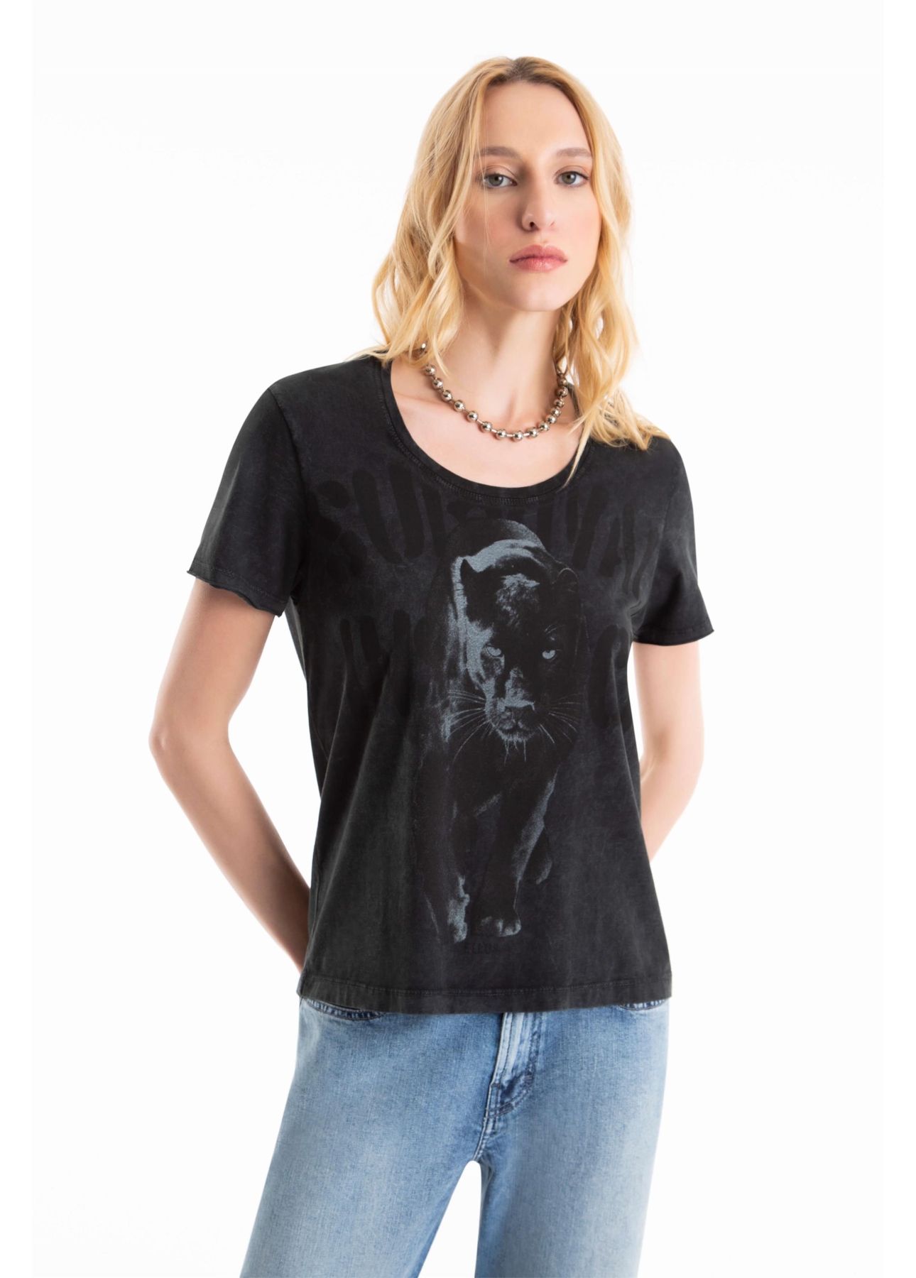 Blusa Ellus Marble Panther Barcelona Preto