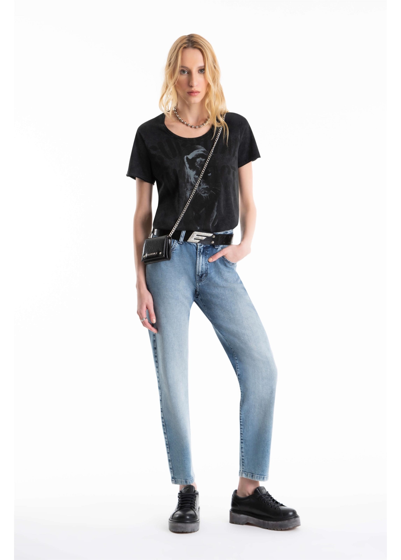 Blusa Ellus Marble Panther Barcelona Preto