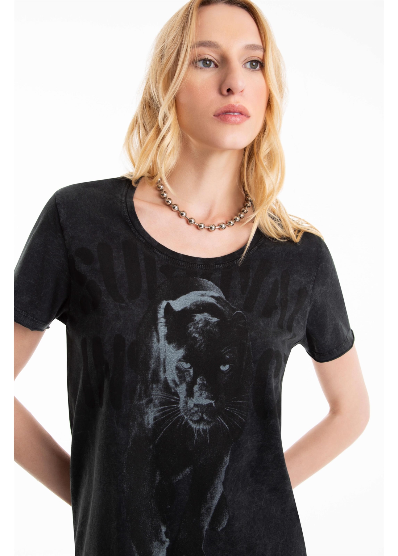 Blusa Ellus Marble Panther Barcelona Preto