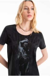 Blusa Ellus Marble Panther Barcelona Preto