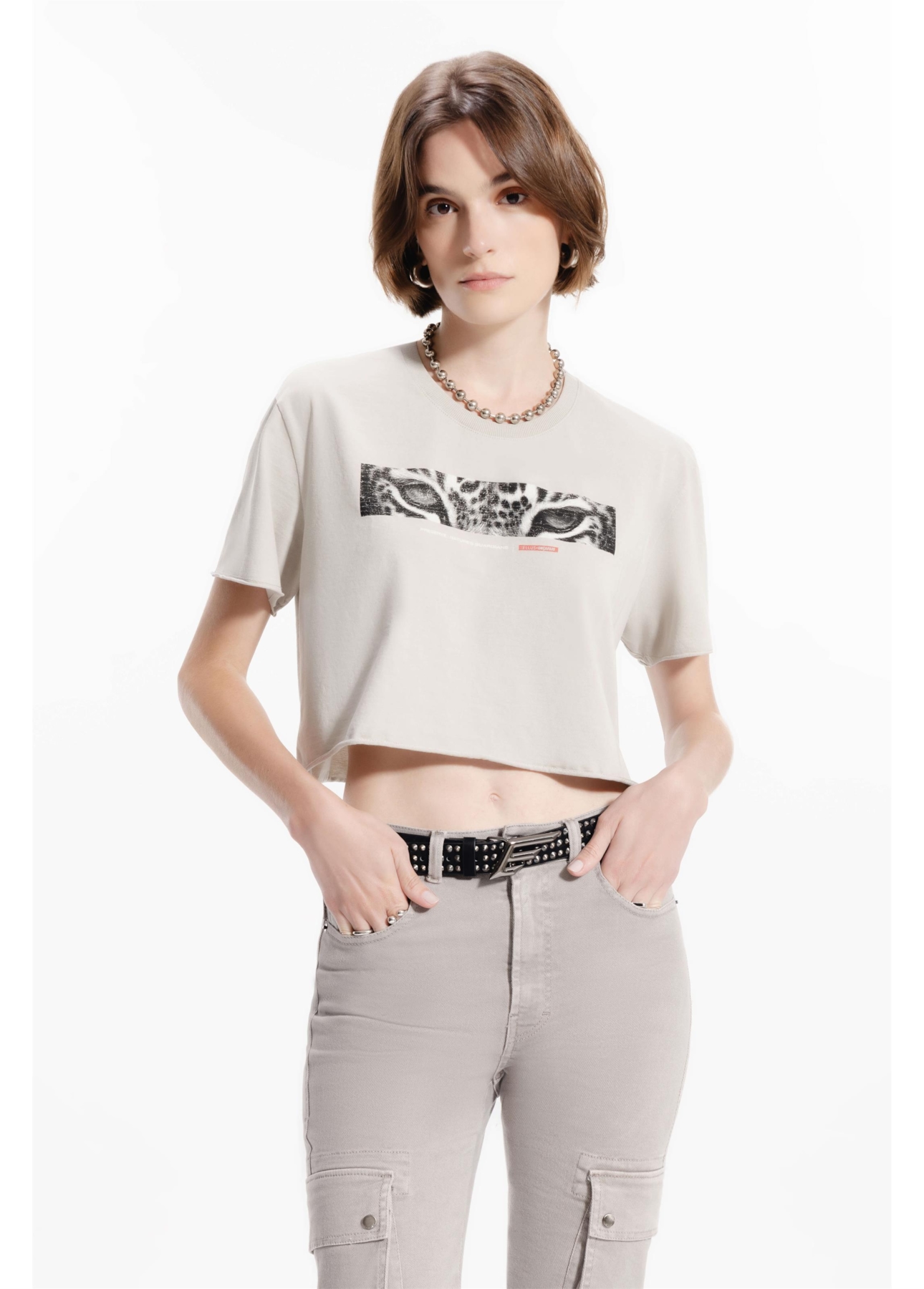 Blusa Ellus Onçafari Eyes Boxy Cropped Husk