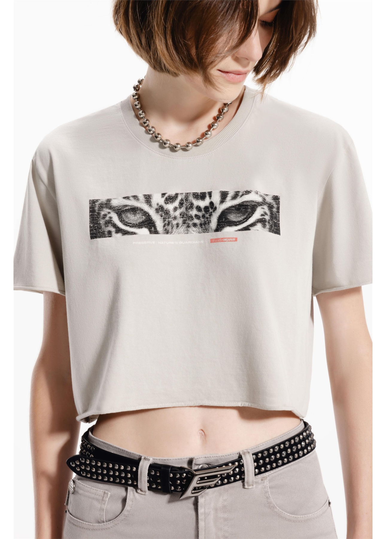 Blusa Ellus Onçafari Eyes Boxy Cropped Husk