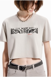 Blusa Ellus Onçafari Eyes Boxy Cropped Husk